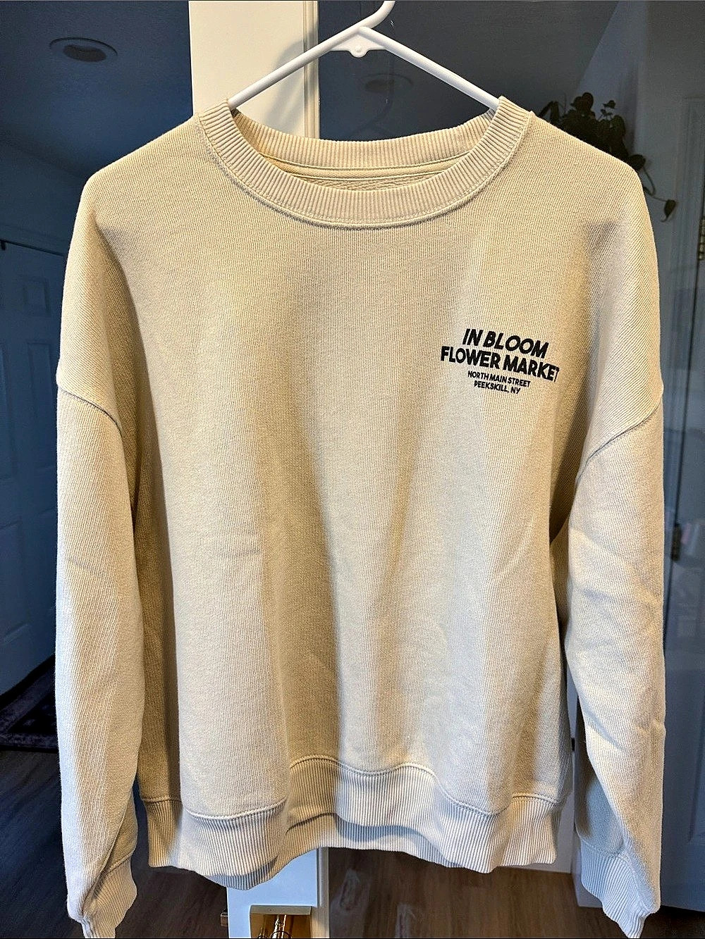 American Eagle AE Graphic Crew Neck Sweatshirt Cream Medium